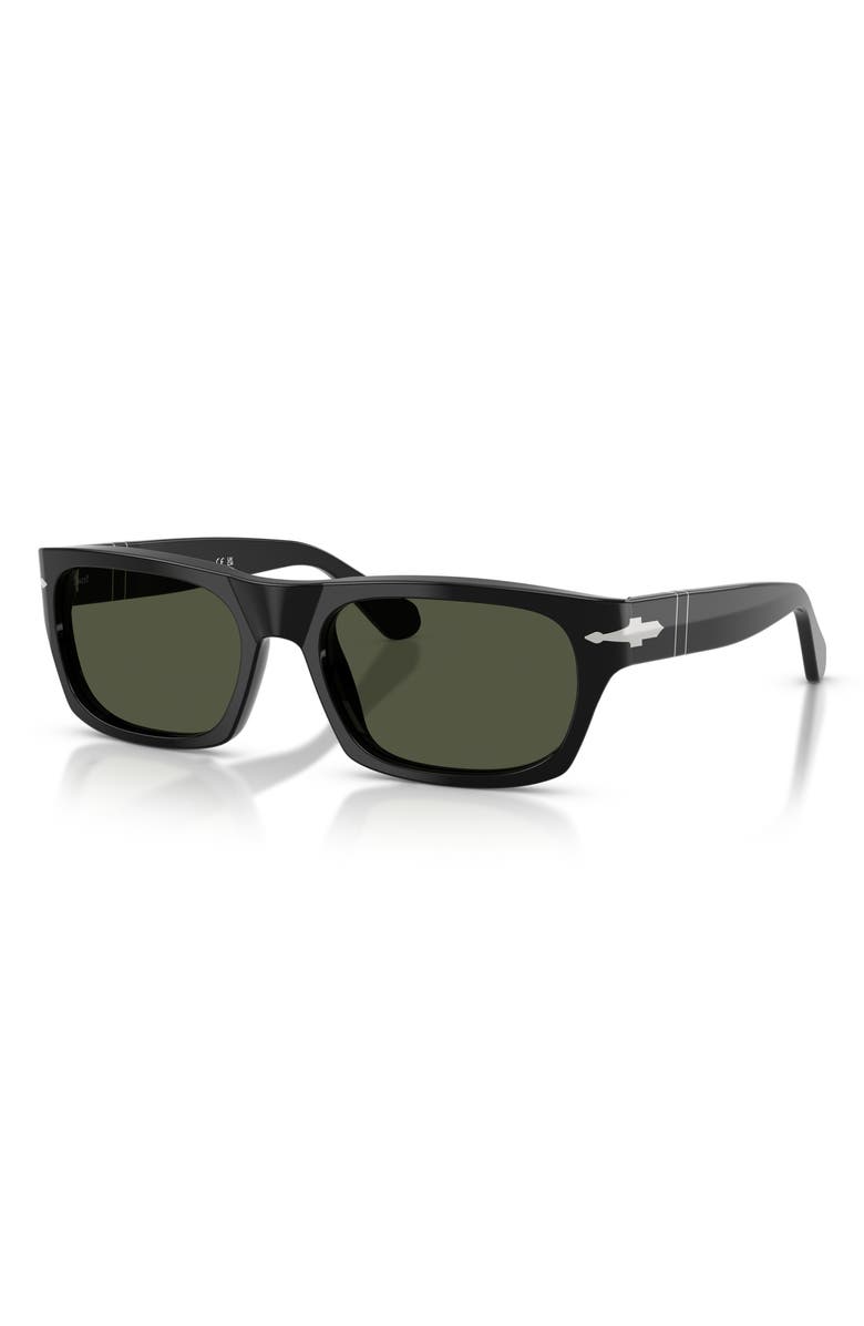 Persol 55mm Rectangular Sunglasses, Alternate, color, Black / Green