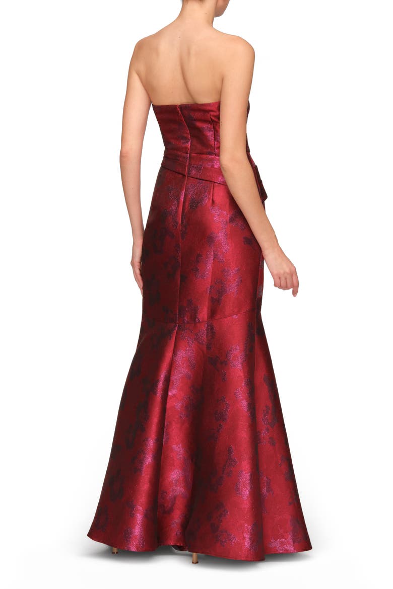 Sylvie Metallic Strapless Satin Gown, Alternate, color, CRIMSON MULTI