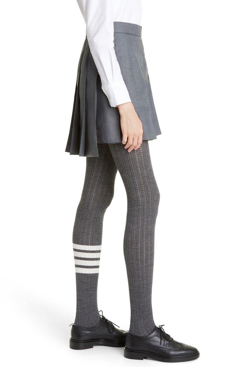 Thom Browne Drop Back Pleated Wool Blend Miniskirt, Alternate, color, Medium Grey