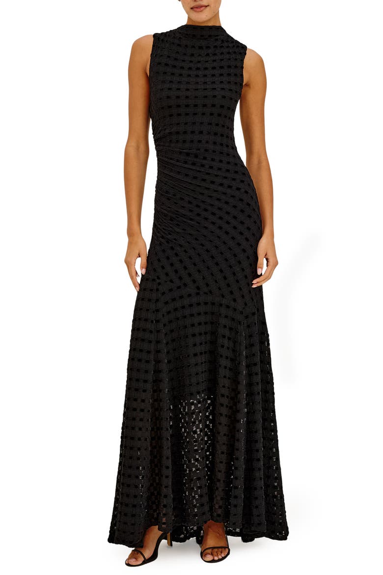 Cosmos Sleeveless Burnout Maxi Dress, Main, color, BLACK CHECKERBOARD