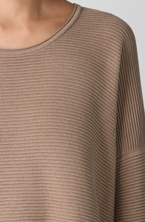 Eileen Fisher Peruvian Cotton Blend Crew Neck Tunic Top In Biscuit In Biscuit