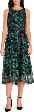 Tahari ASL Embroidered Midi Dress