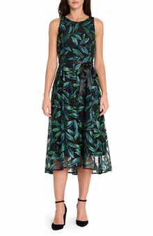 Tahari ASL Embroidered Midi Dress