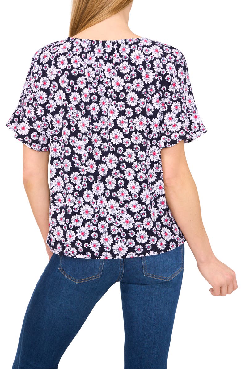 CeCe Keyhole Ruffle Top, Alternate, color, Classic Navy