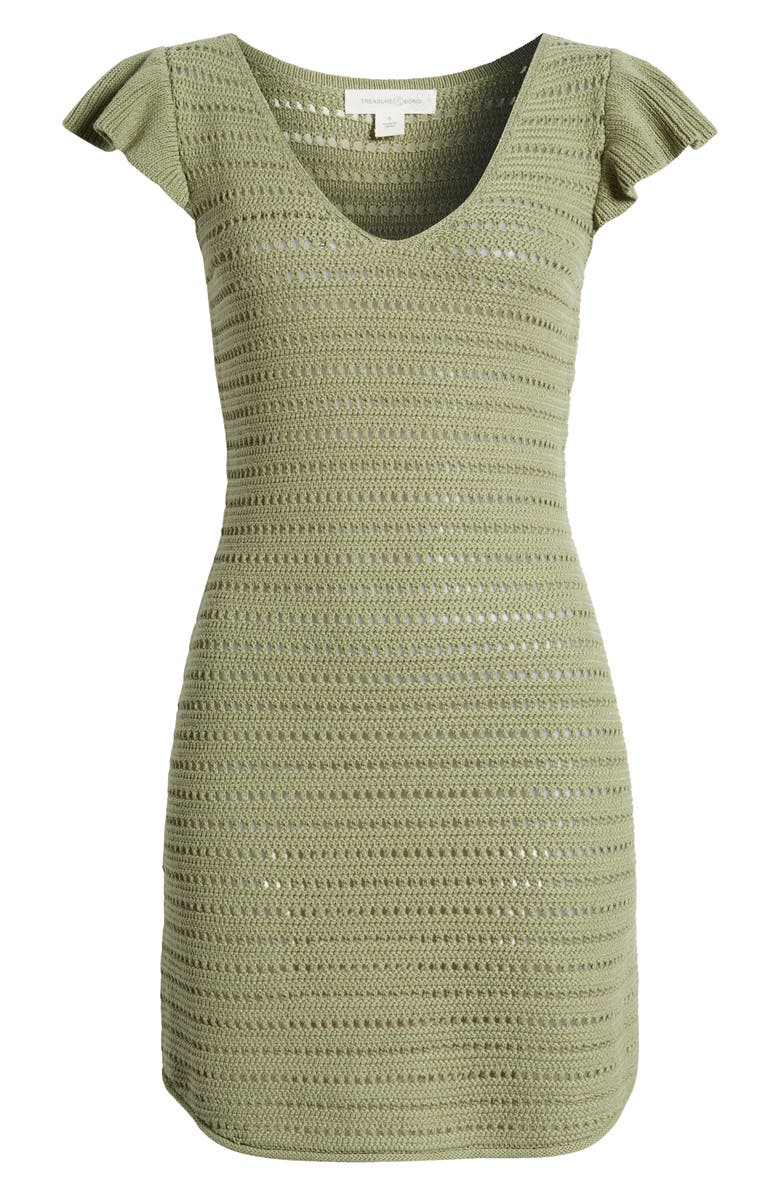 Treasure & Bond Flutter Sleeve Crochet Sweater Dress, Alternate, color,