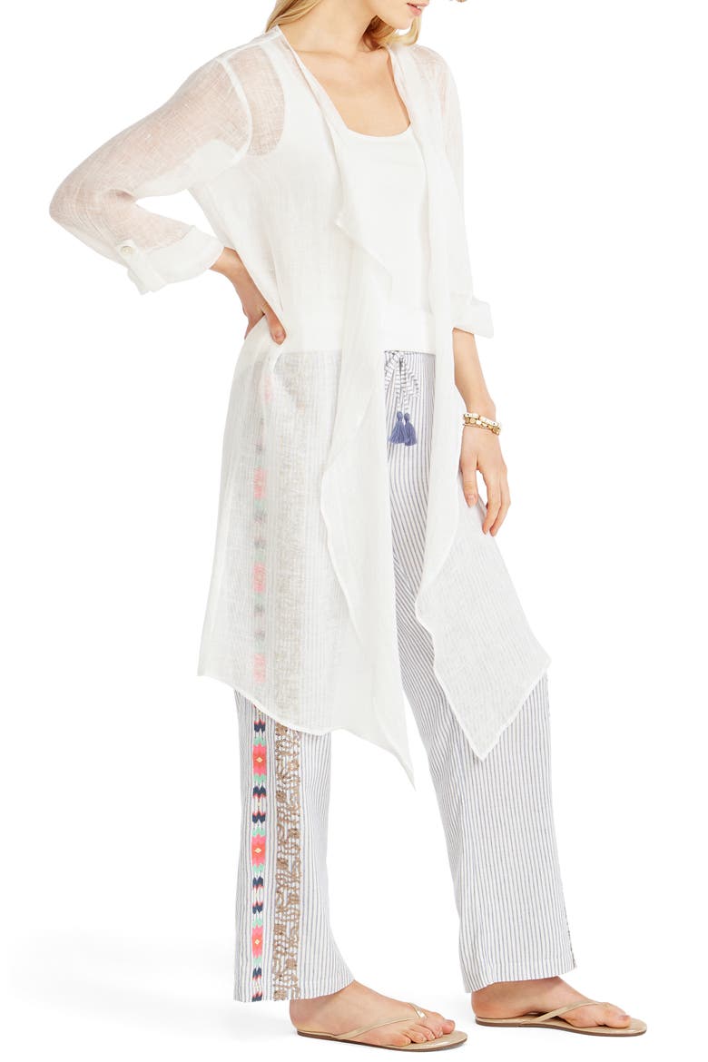 Boatcruise Long Linen Cardigan, Alternate, color, PAPER WHITE