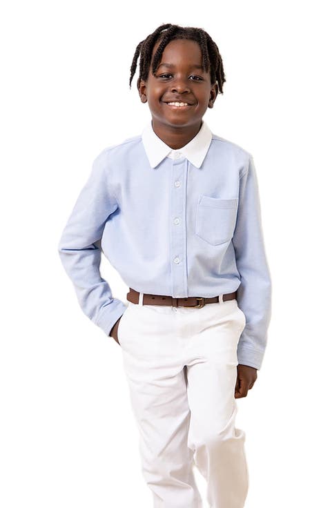 Boys' Organic Pique Button Down Shirt, Kids