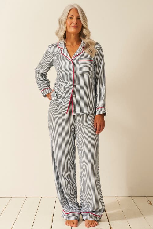 Stripe & Stare Ecovero Pyjama Bottoms In Blue