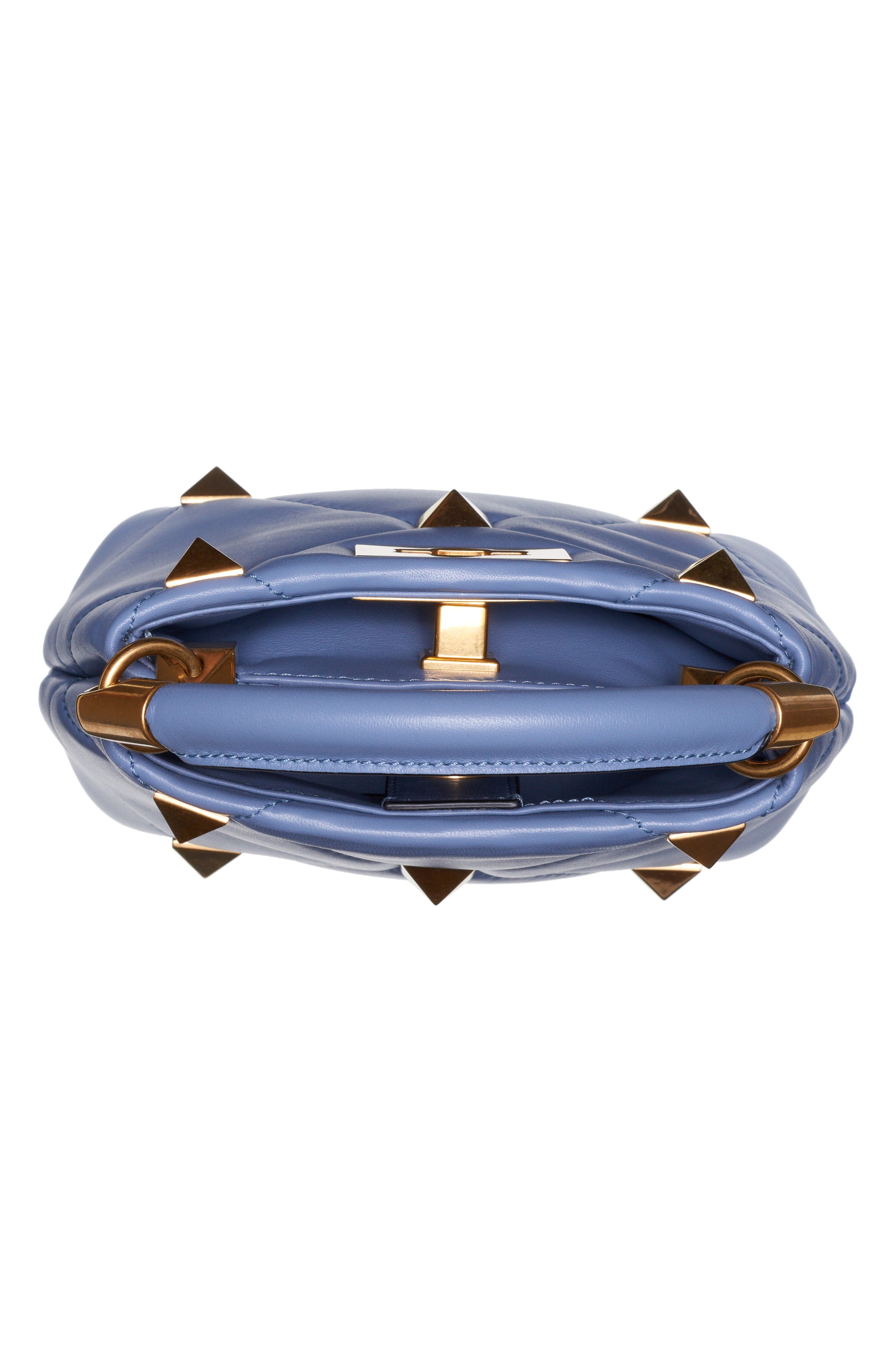 Valentino Garavani Mini Roman Stud Matelassé Leather Top Handle Bag, Alternate, color, 
