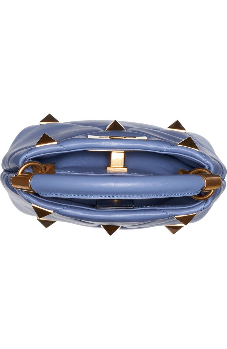 Valentino Garavani Mini Roman Stud Matelassé Leather Top Handle Bag, Alternate, color,