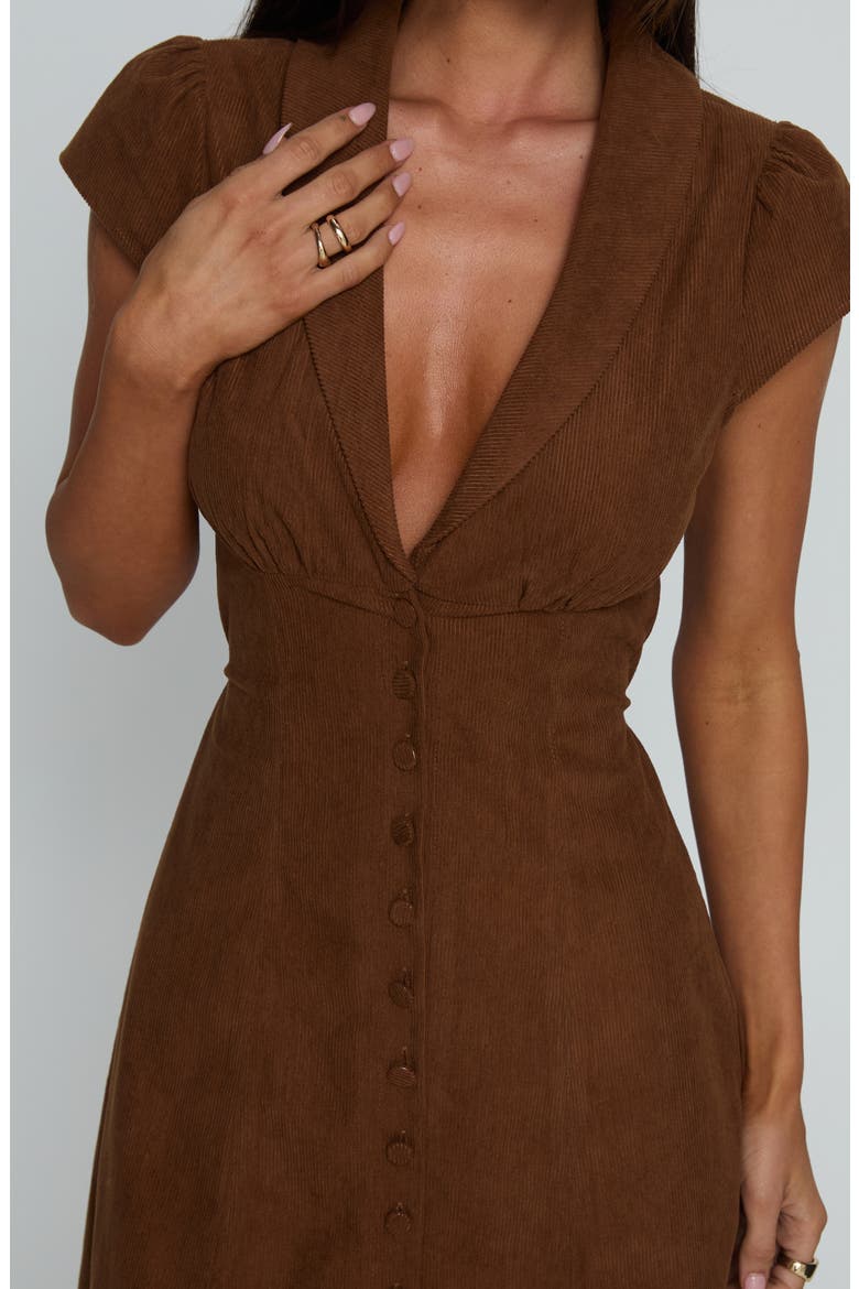 Magdalene Corduroy Button-Up Minidress, Alternate, color, CHOCOLATE