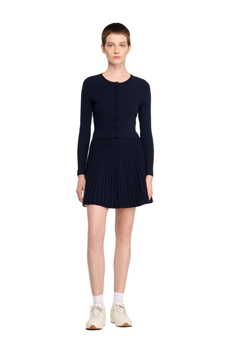 SANDRO Fine knit cardigan, Main, color, Navy Blue