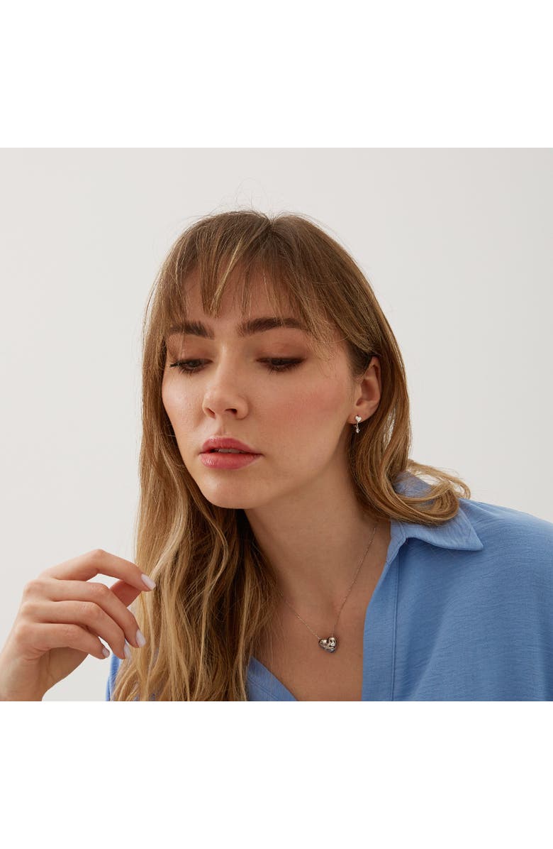 Spero London Heart Huggie Hoop Drop Earrings, Alternate, color, Silver