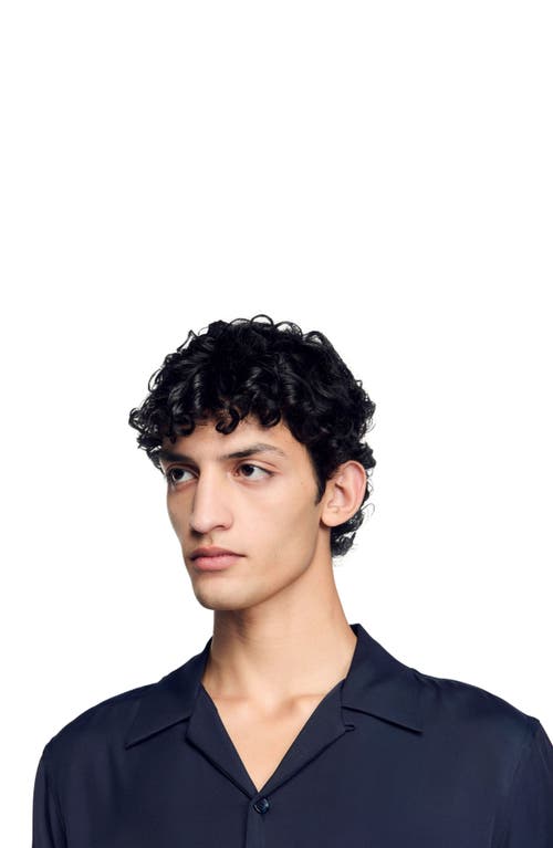 Sandro Shark Collar Shirt In Midnight Blue