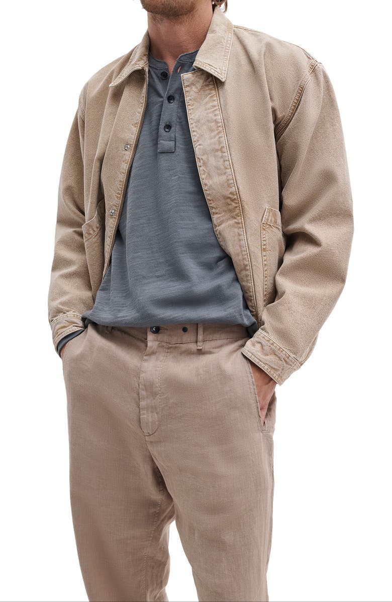 rag & bone Evan Back Elastic Waist Linen Dress Pants, Alternate, color, Beige