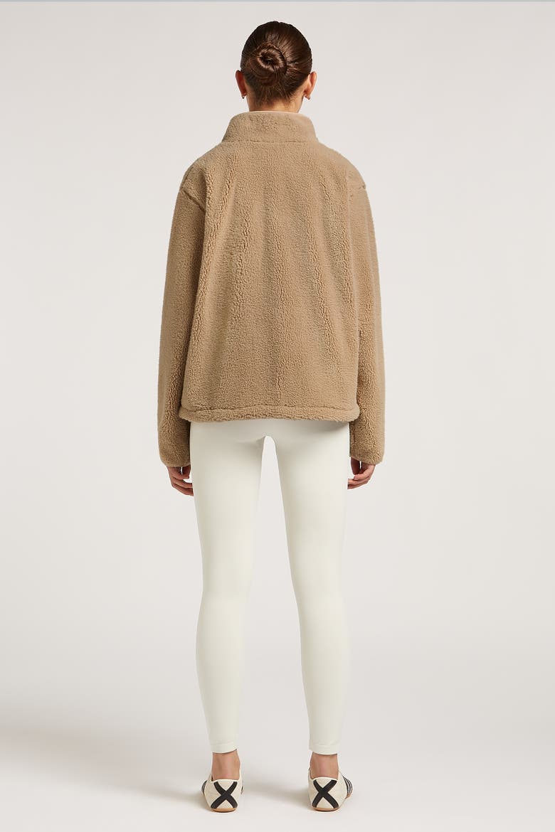 Jude Long Sleeve Collared Fleece Jacket, Alternate, color, Tan