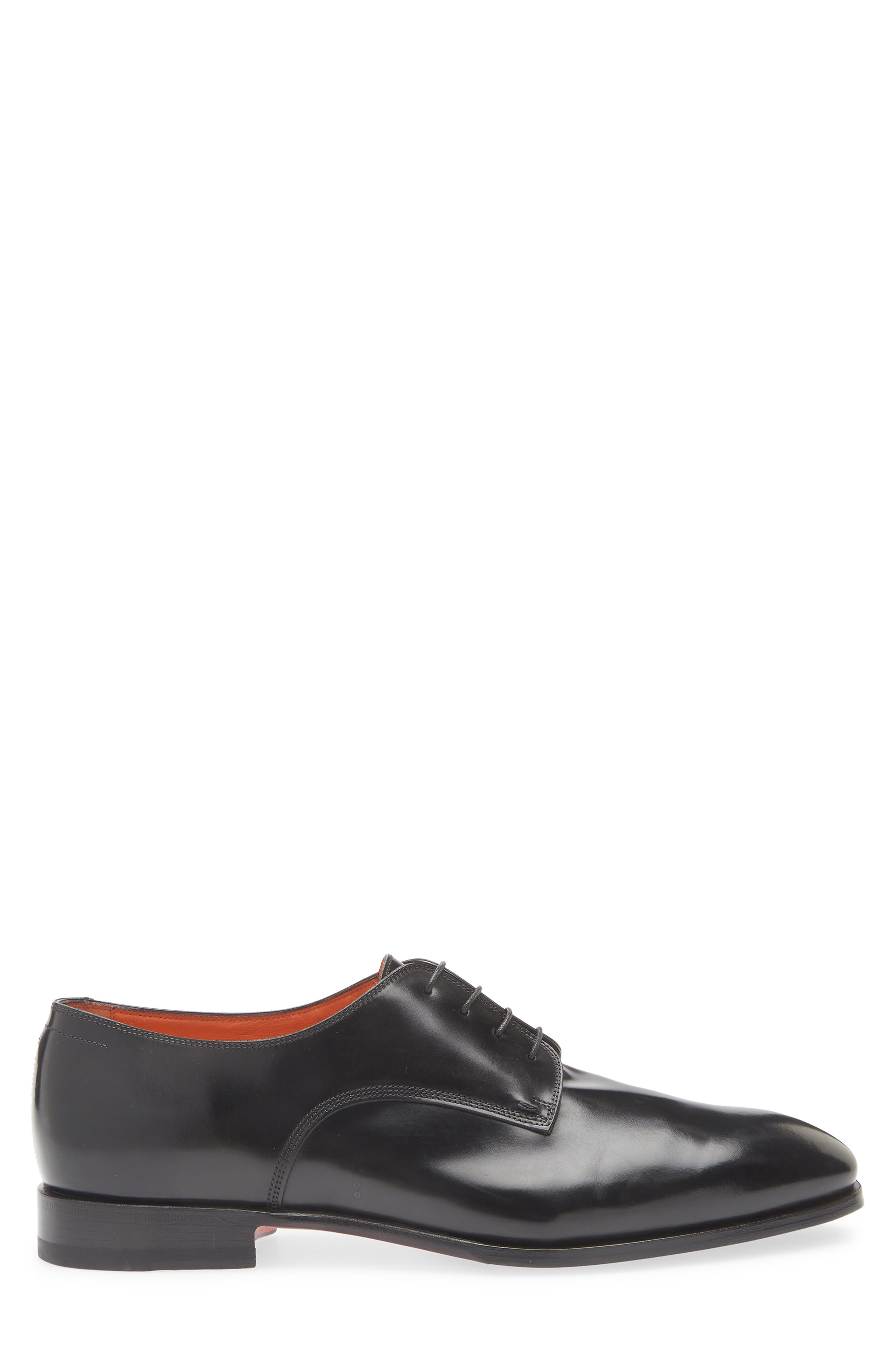 Santoni Archer Derby, Alternate, color, Black Patina