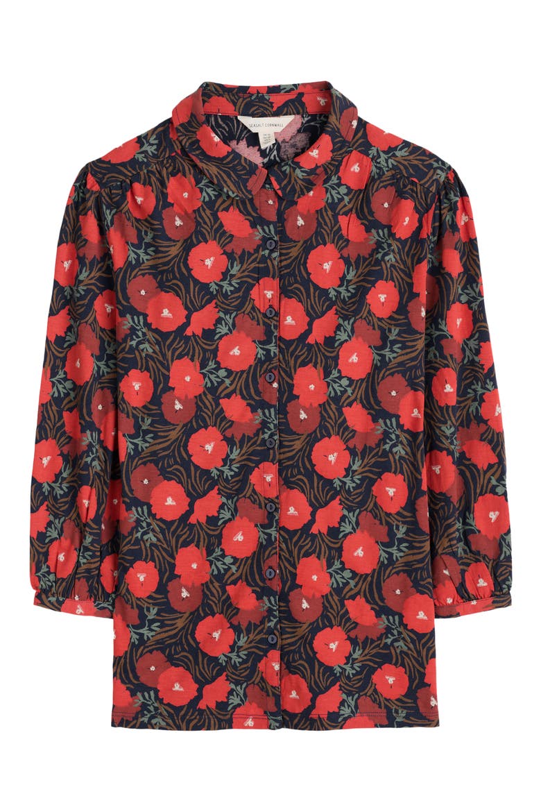 Embrace Floral Button-Up Shirt, Alternate, color, GRASS MEADOW MARITIME