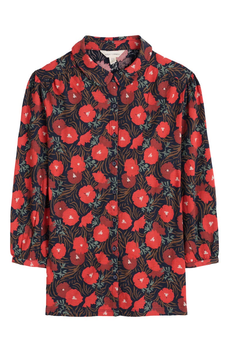 Seasalt Cornwall Embrace Floral Button-Up Shirt, Alternate, color, Grass Meadow Maritime