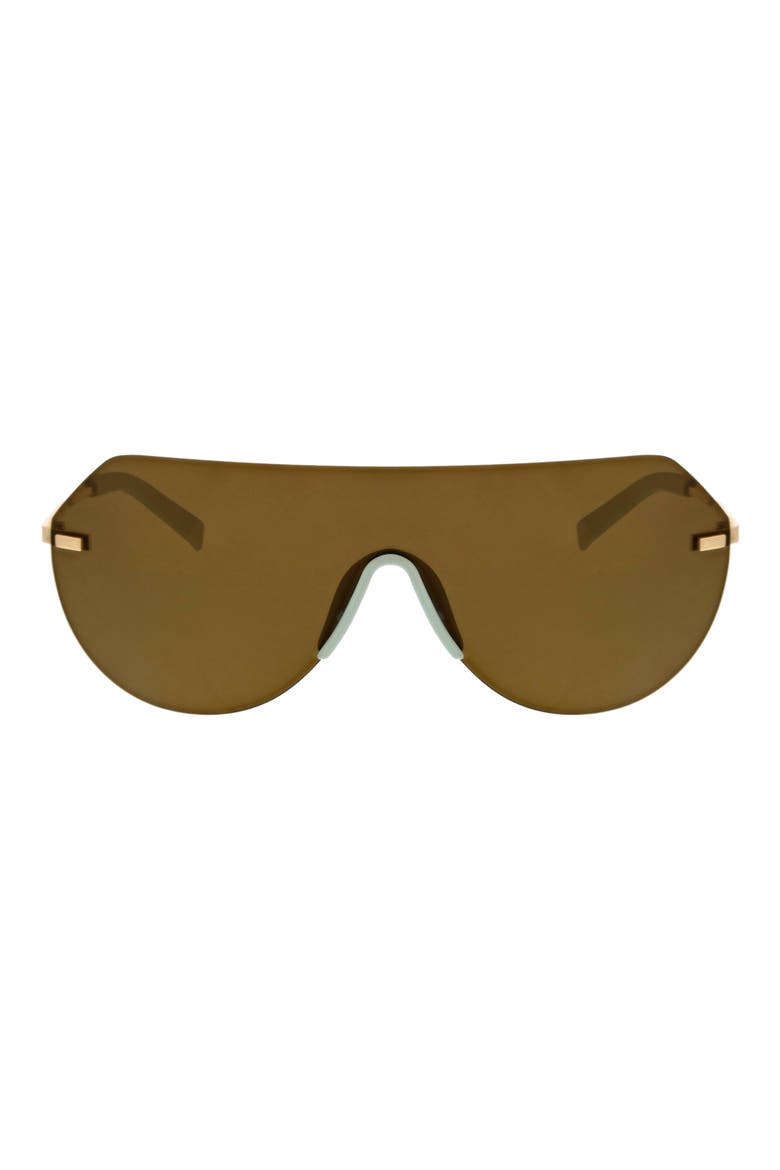 Angled Iconic Shield Sunglasses, Main, color, BLUE/ GOLD
