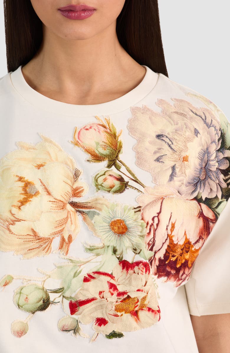 Alice + Olivia Evan Appliqué Oversize T-Shirt, Alternate, color, Ecru/ Multi