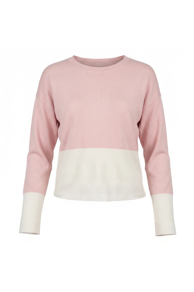 Two Tone Crop Knit Ribbed Trim Top, Main, color, Blush/Cream