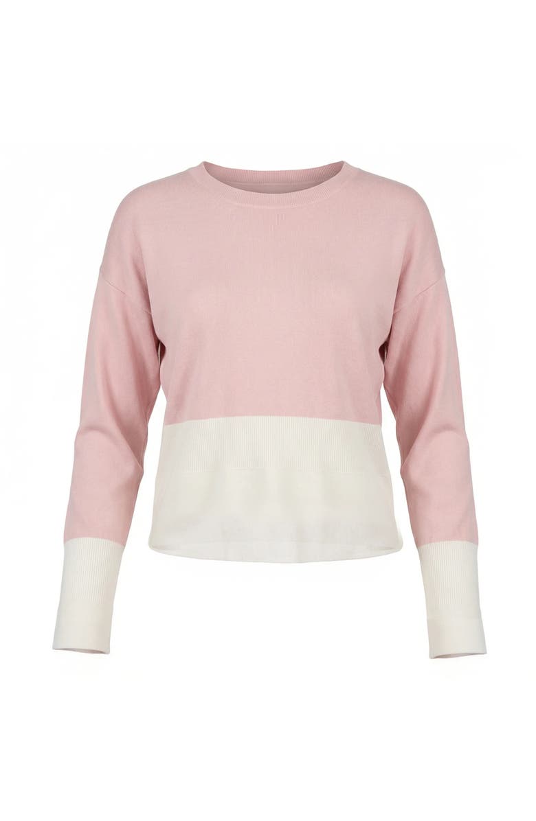 Aspect Two Tone Crop Knit Ribbed Trim Top, Main, color, Blush/Cream