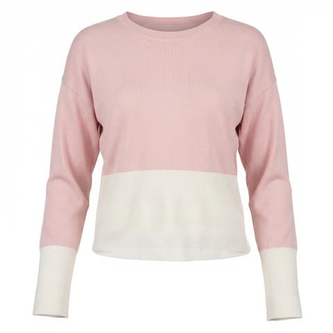 Two Tone Crop Knit Ribbed Trim Top