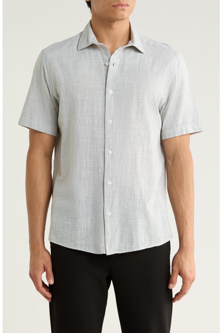 Lorenzo Short Sleeve Cotton Button-Up Shirt, Main, color, OLIVE DUST
