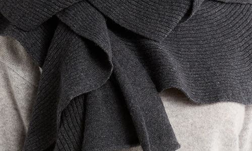 Portolano Ribbed Ruffle-trim Cashmere Scarf In Brown