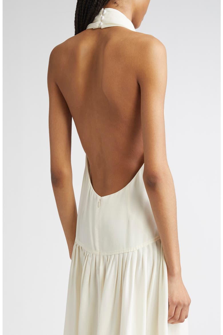 Tala Drop Waist Halter Georgette Maxi Dress, Alternate, color, CREAM