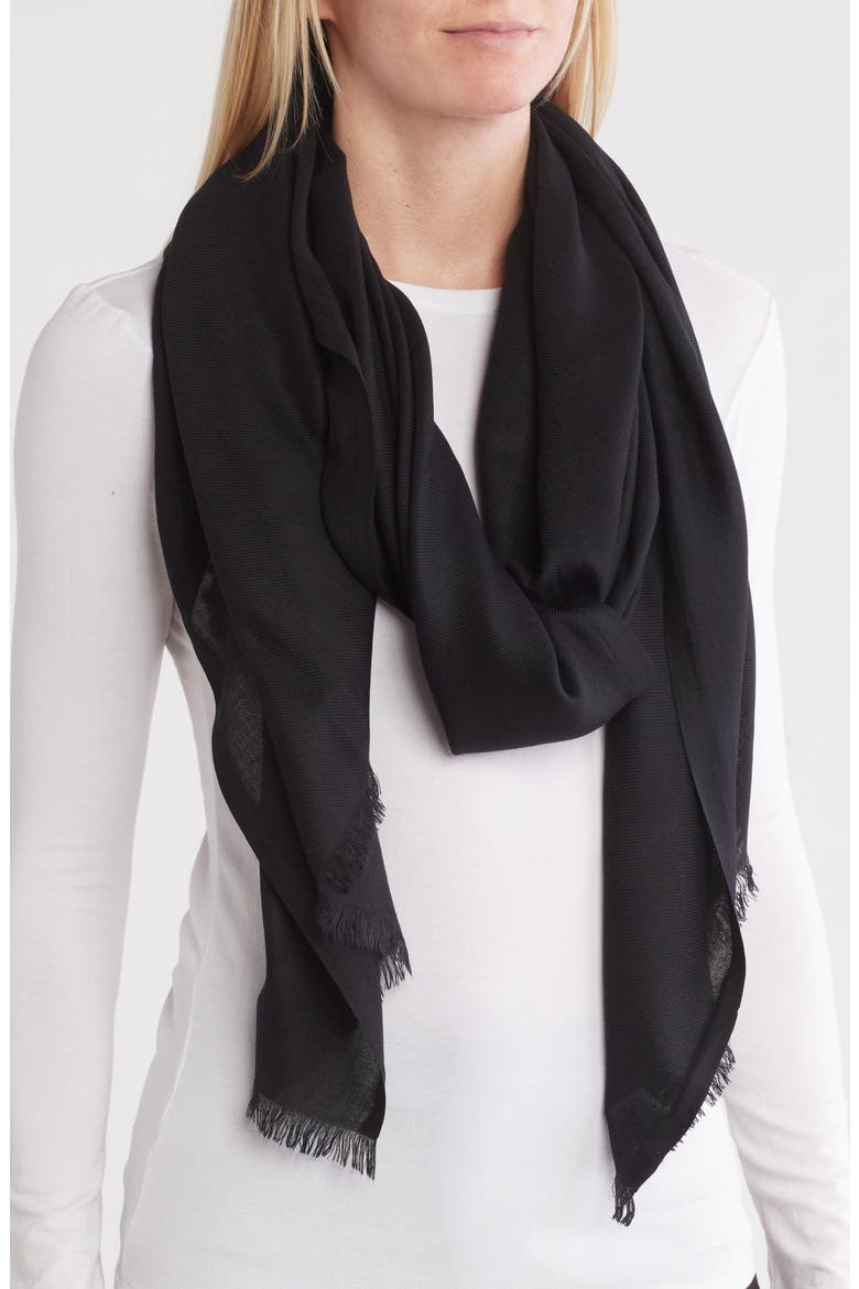 Modal Cashmere Twill Wrap Scarf, Main, color, BLACK
