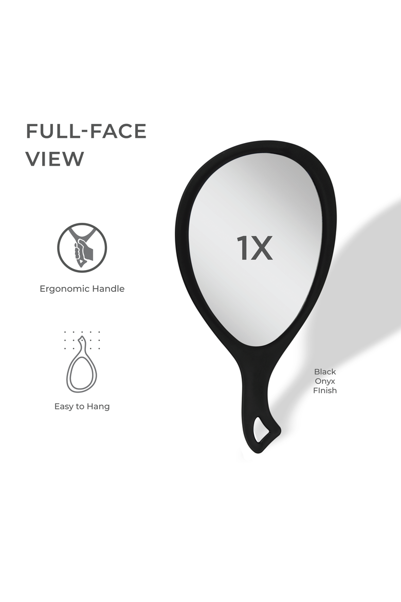 Teardrop Handheld Mirror with Handle, Alternate, color, Black Onyx