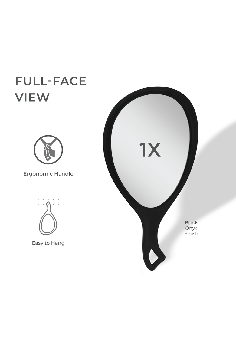 Zadro Teardrop Handheld Mirror with Handle, Alternate, color, Black Onyx