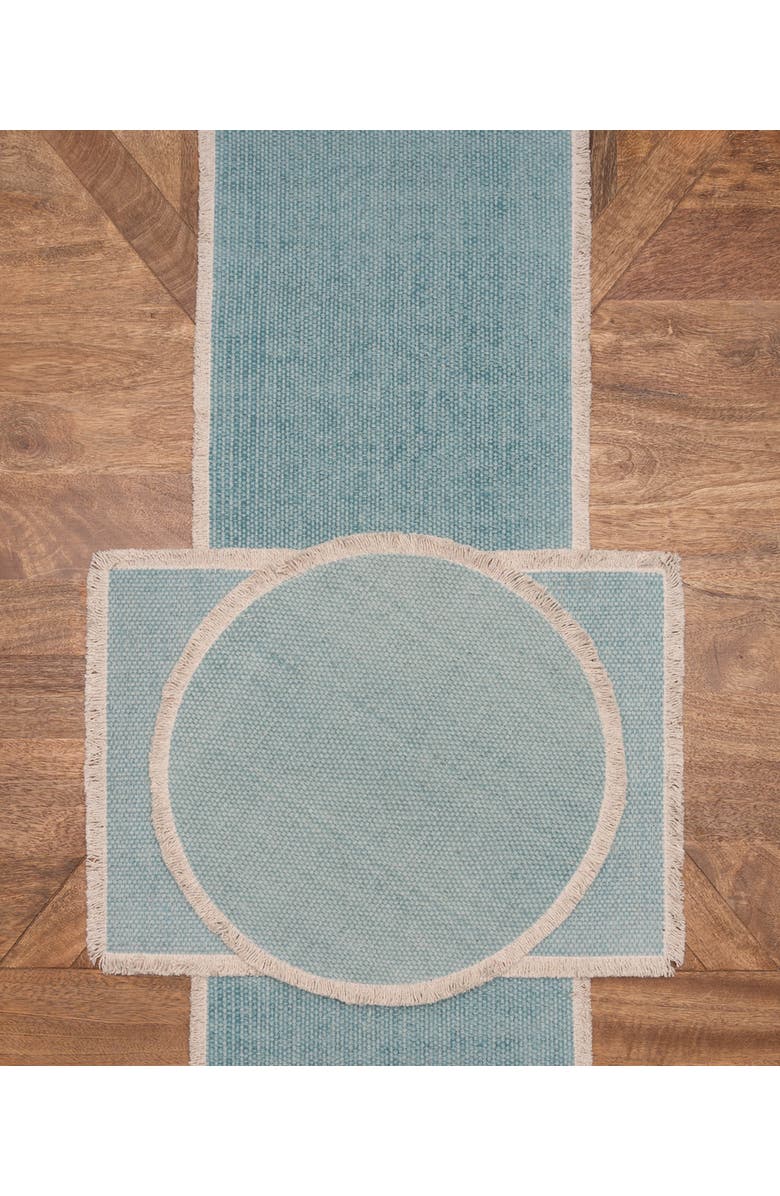 C&F Home Fringed Sea Glass Table Runner 14" x 72", Alternate, color, Blue