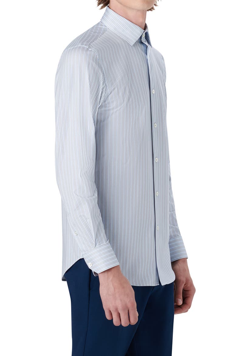 OoohCotton® Stripe Button-Up Shirt, Alternate, color, PLATINUM