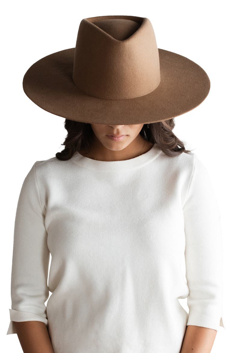 Dakota Wide Brim Felt Hat, Alternate, color, BROWN