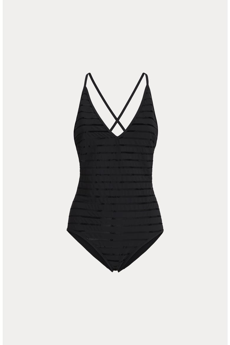Dazzling stripes bathing suit, Main, color, Lignite Grey