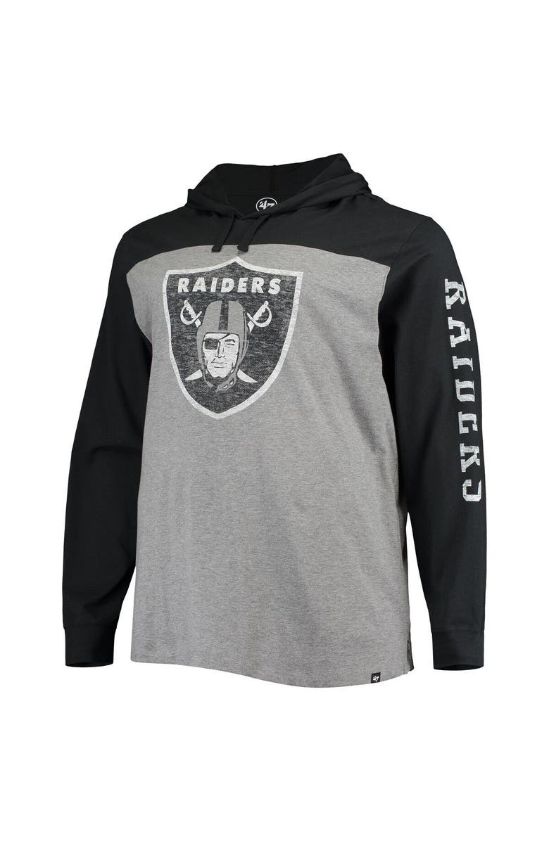 '47 Men's '47 Heathered Gray/Black Las Vegas Raiders Franklin Wooster Long Sleeve Hoodie T-Shirt, Alternate, color, Heather Gray