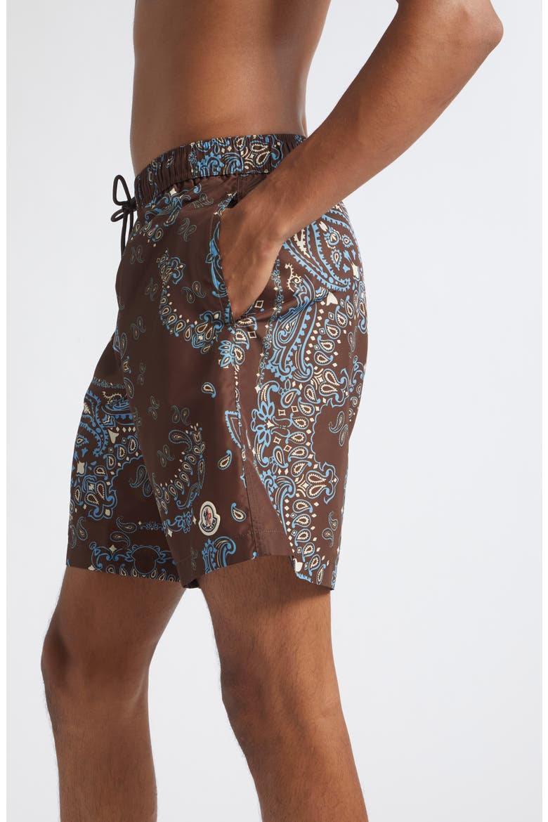 Paisley Print Swim Trunks, Alternate, color, PARSLEY BROWN/ BLUE