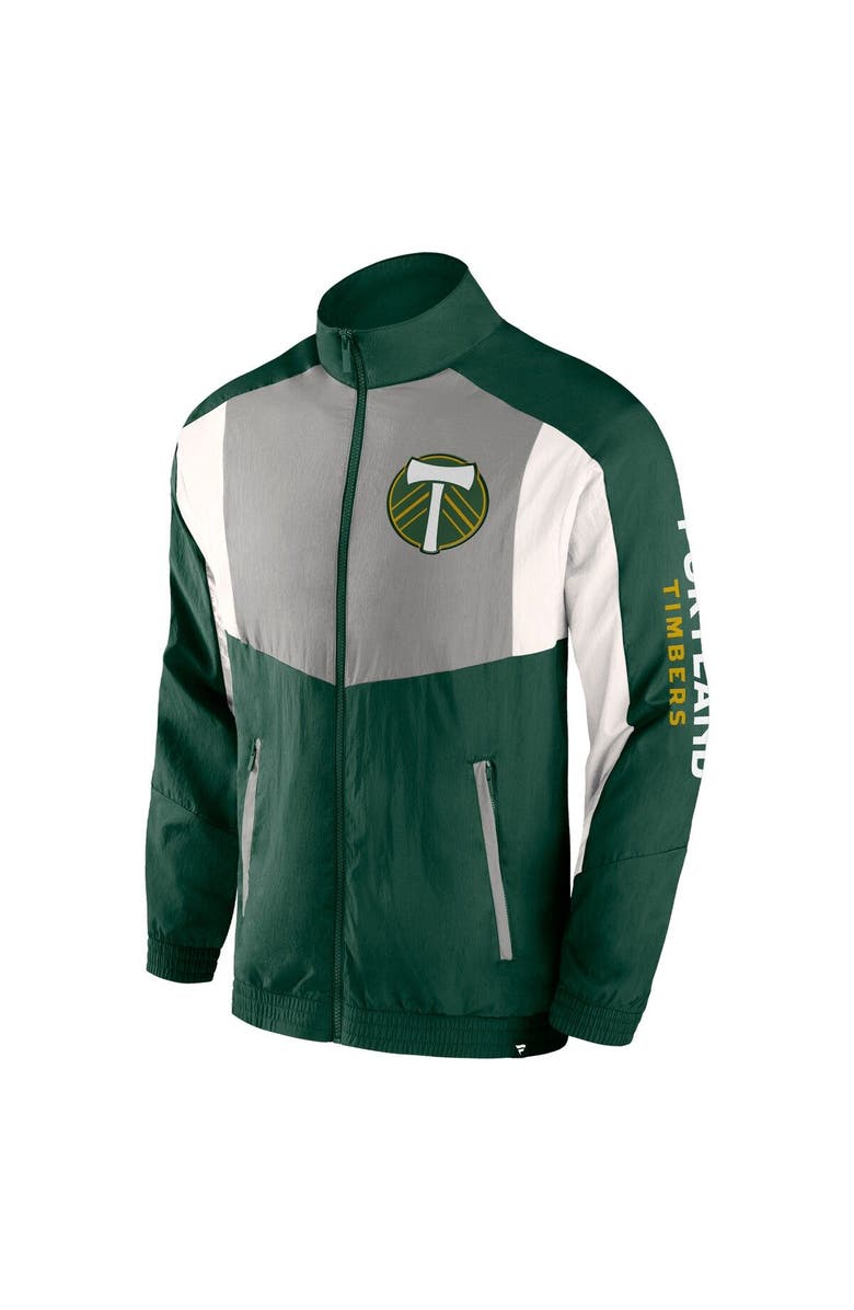 FANATICS Men's Fanatics Branded  Green Portland Timbers Net Goal Raglan Full-Zip Track Jacket, Alternate, color, 
