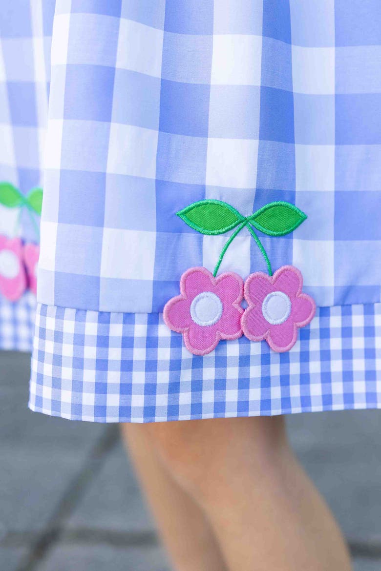 Gingham Dress With Flower Cherries, Alternate, color, Blue/White