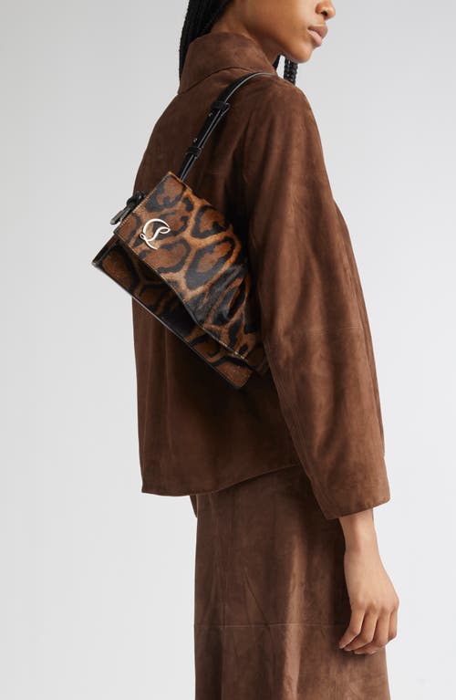 Christian Louboutin Baggy Small Gathered Leopard-print Calf Hair Shoulder Bag In Brown