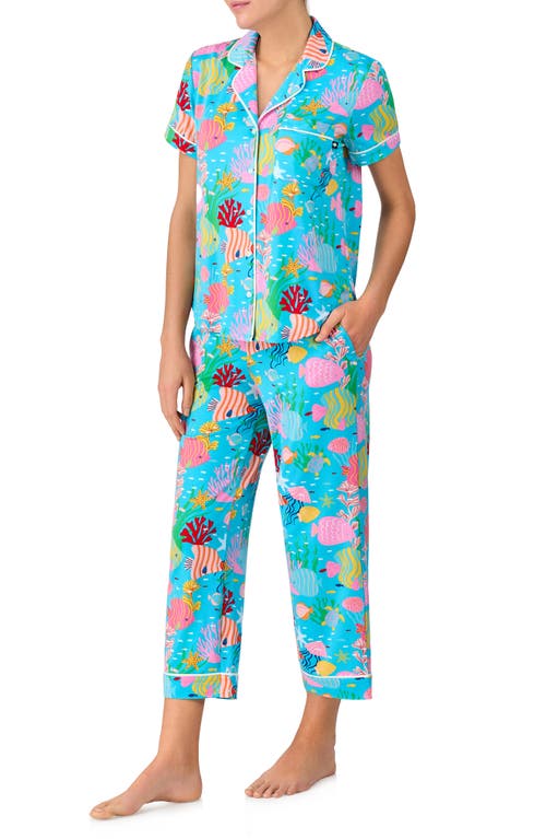 Kate Spade New York Print Crop Pajamas In Blue