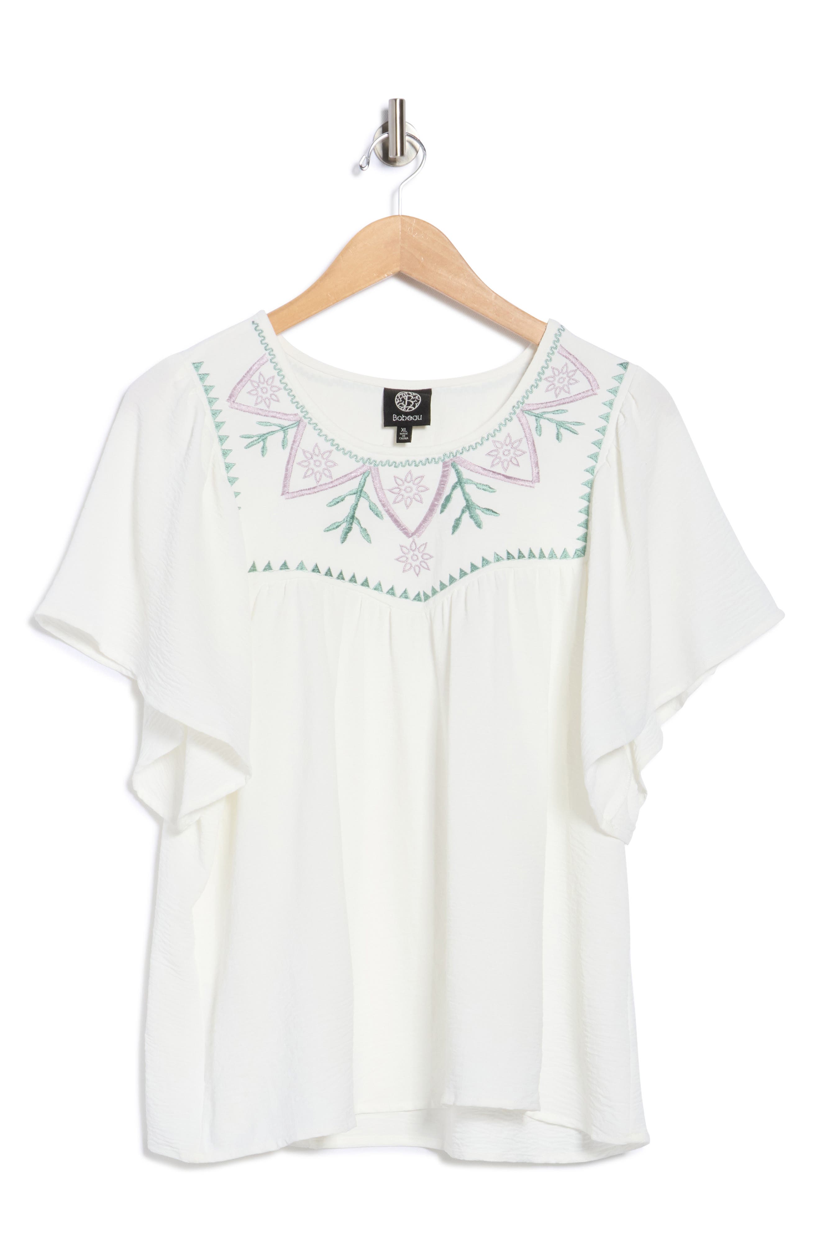 Bobeau Embroidered Swing Top