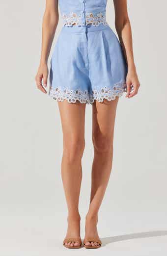 ASTR the Label Kiya Eyelet Hem Linen Shorts