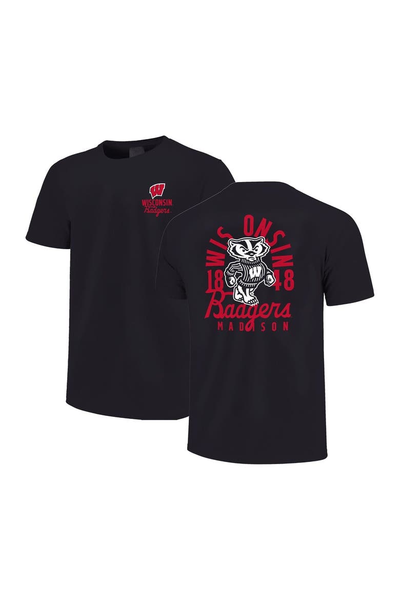 Youth Black Wisconsin Badgers Comfort Colors Mascot Overlay T-Shirt, Main, color, Black