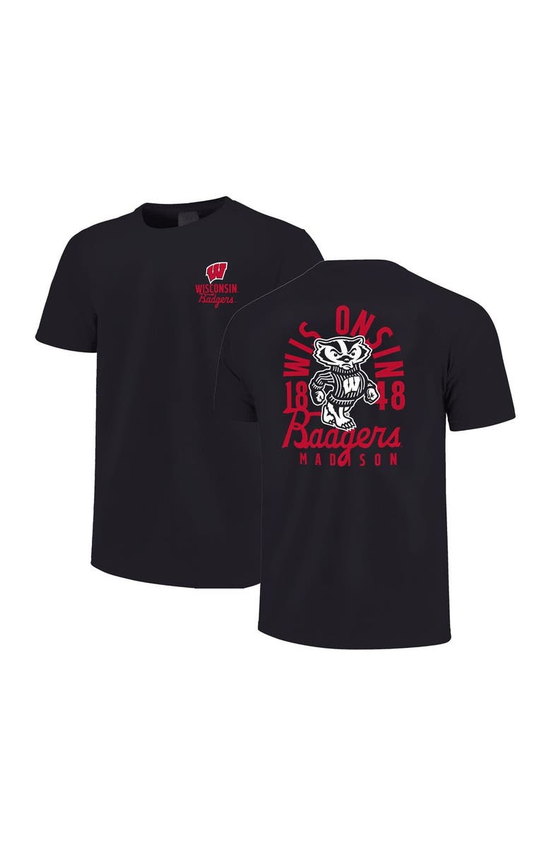 IMAGE ONE Youth Black Wisconsin Badgers Comfort Colors Mascot Overlay T-Shirt, Main, color, Black