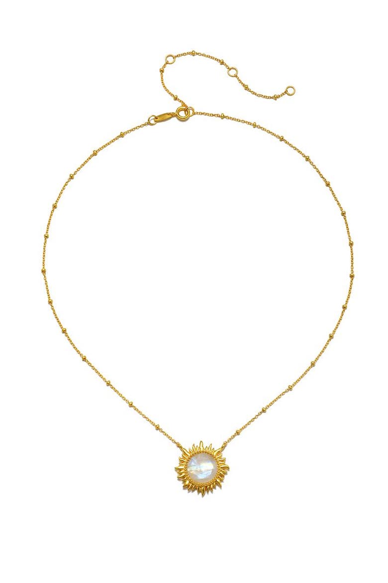 Dawn of Hope Moonstone Sun Necklace, Alternate, color, Gold
