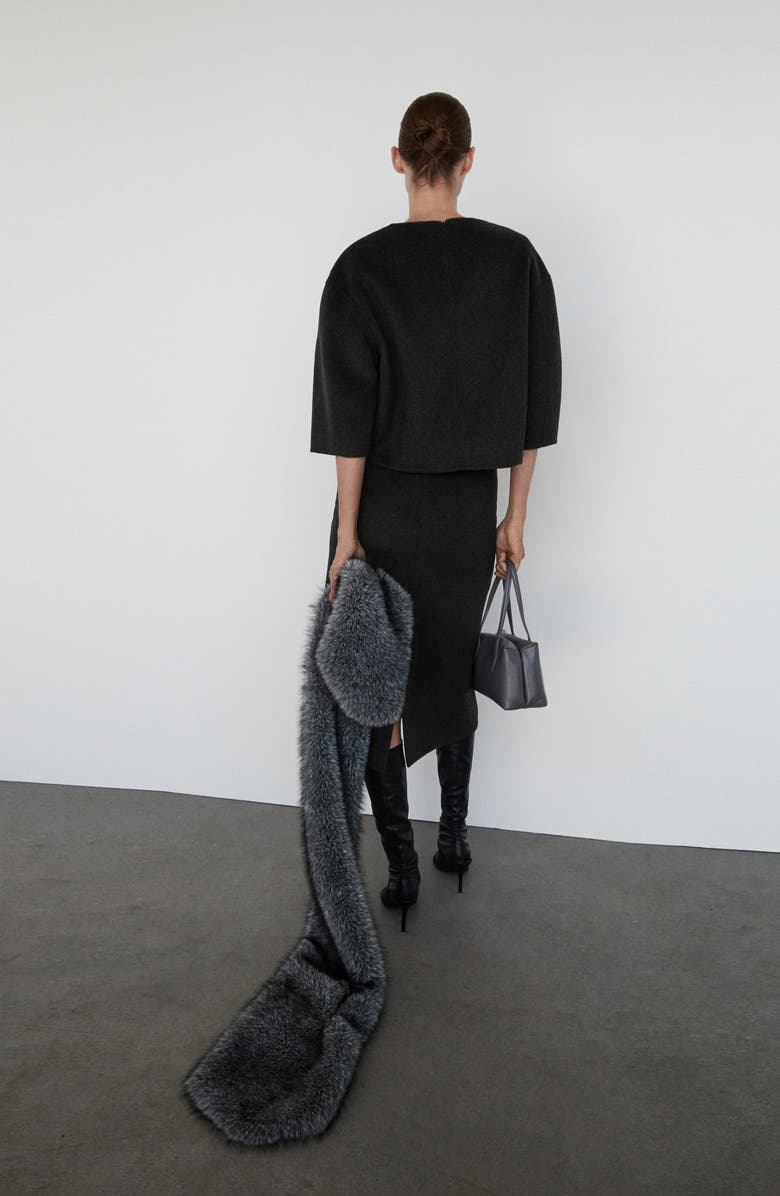 MANGO Selection Boxy Wool Blend Top, Alternate, color, Gray